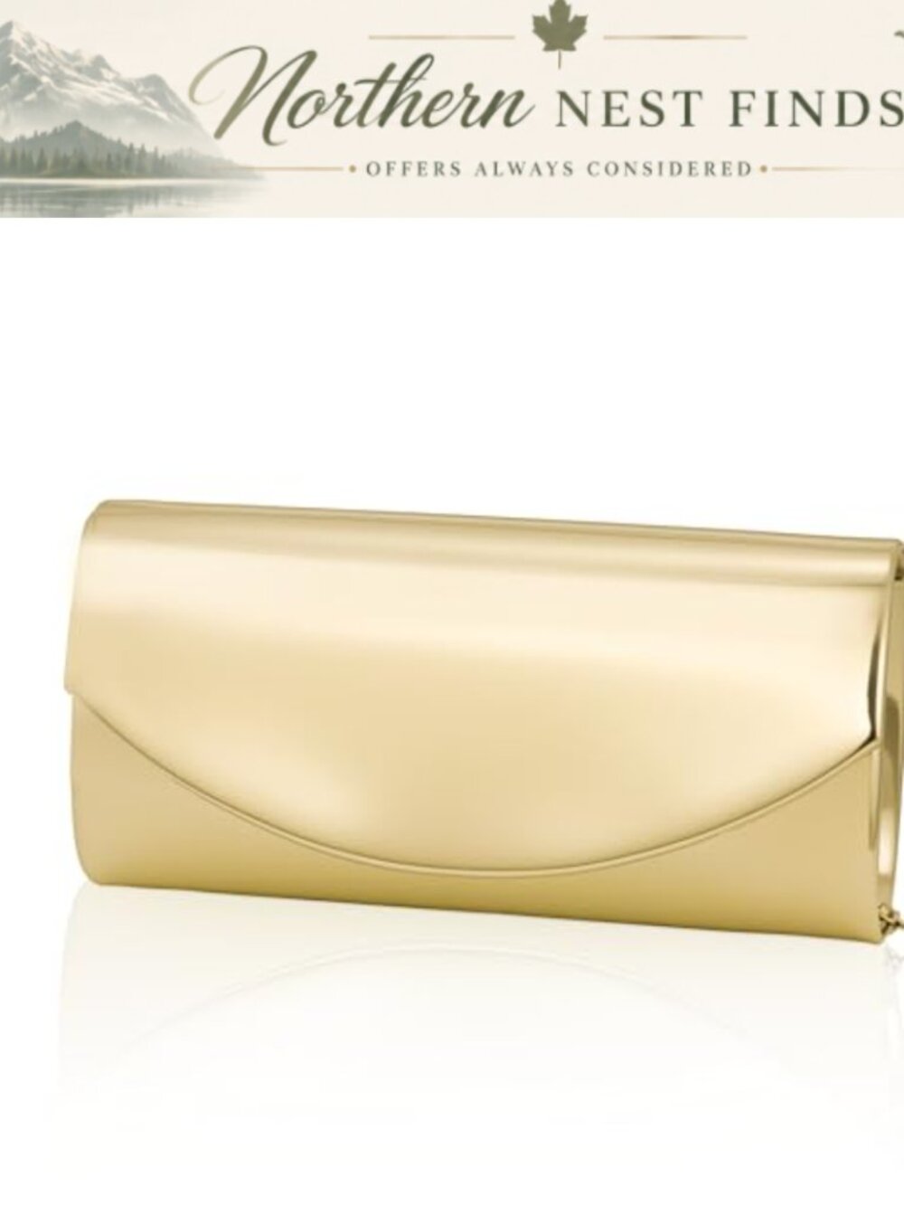 Metallic Patent Leather Envelope Clutch Evening Bag with Chain Strap